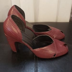 Newport News Alligator Peep Toe Pumps